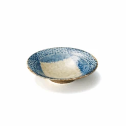 Touga Aizome Indigo Dyed Igeta Hammered Serving Bowl (18.5cm)