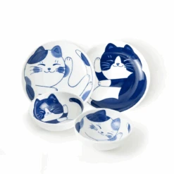 Daitoua Daitoua Neko Chigura 4-Piece Dinnerware Set