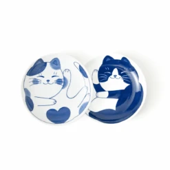 Daitoua Daitoua Neko Chigura Hachiware Dinner Plate Set Of 2 (20cm)