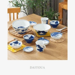 Daitoua Daitoua Neko Chigura Hachiware Dinner Plate Set Of 2 (20cm) -The Custom Chef Shop Daitoua Neko Chigura Tableware 1