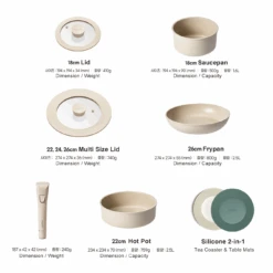 Dogado Dogado 6-Piece Ceramic Nonstick Induction Pan & Pot Set With Detachable Handle -The Custom Chef Shop Dogado Silicone Pot Stand 2in1 Tea Coaster Table Mat 17