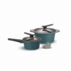 Happycall Happycall Onde Ceramic Nonstick Induction Pot Set - 18cm & 24cm Ocean Green -The Custom Chef Shop Happycall 6 Piece Induction Ceramic Nonstick Cookware Set Green