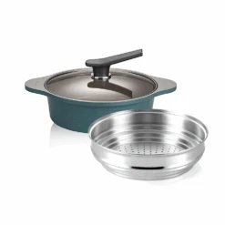 Happycall Happycall Onde Nonstick Induction Ceramic Pot With Lid - Low 24cm (2.4L) Ocean Green -The Custom Chef Shop Happycall IH Onde Ceramic Pot 24cm Low 06