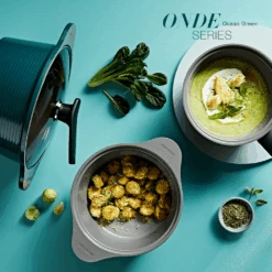 Happycall Happycall Onde Ceramic Nonstick Induction Pot With Lid - 28cm (6L) Ocean Green -The Custom Chef Shop Happycall IH Onde Ceramic Pot 28cm with Lid 6L Ocean Green 03