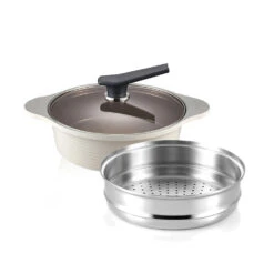 The Custom Chef Shop -The Custom Chef Shop Happycall IH Onde Ceramic Pot Low 24cm with Lid 2.4L 01