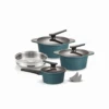 Happycall Happycall Onde 9-piece Ceramic Nonstick Induction Pot Set - Ocean Green -The Custom Chef Shop Happycall Onde 9 Piece Induction Ceramic Nonstick Pot Set Ocean Green