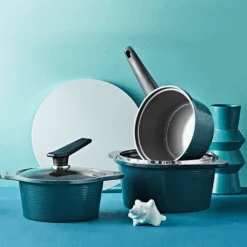 Happycall Happycall Onde Ceramic Nonstick Induction Saute Pot Set - 24cm & 28cm Ocean Green -The Custom Chef Shop Happycall Onde Induction Ceramic Nonstick Pot Set 24cm 28cm Green 3 1