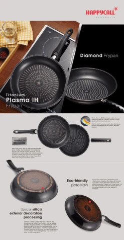 Happycall Happycall Plasma Titanium Nonstick Induction Frypan - 24cm 22 Happycall Happycall Plasma Titanium Nonstick Induction Frypan - 24cm -The Custom Chef Shop Happycall Plasma IH Titanium Frypan 24cm 10