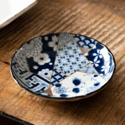 Touga Mino Yaki Blue Yusen Chrysanthemum Japanese Side Plate (12cm) -The Custom Chef Shop Mino Yaki Blue Yusen Chrysanthemum Japanese Side Plate 12cm 2