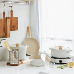 Neoflam Neoflam Fika Ceramic Nonstick Induction Pot With Lid - 22cm (2.6L) -The Custom Chef Shop Neoflam Fika Ceramic Nonstick Induction Pot 22cm 09