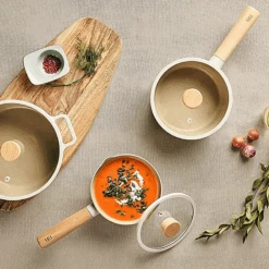 Neoflam Neoflam Fika Ceramic Nonstick Induction Saucepan With Lid - 16cm (1.4L) -The Custom Chef Shop Neoflam Fika Ceramic Nonstick Induction Saucepan 16cm 04