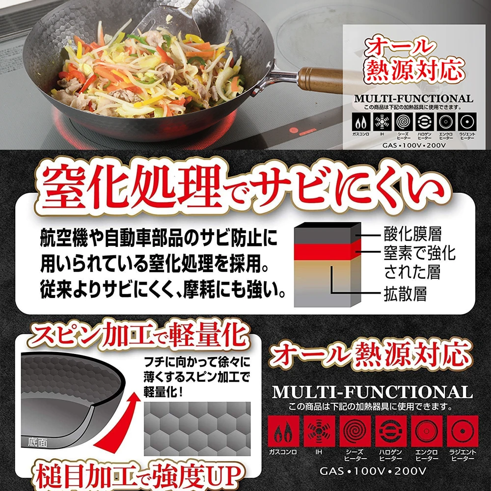 Pearl Life Pearl Life Hammered Style Nitrided Carbon Steel Induction Wok - 33cm 7 Pearl Life Pearl Life Hammered Style Nitrided Carbon Steel Induction Wok - 33cm - Image 5