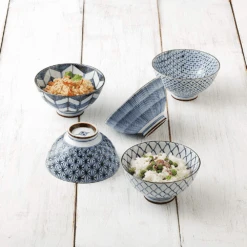 Saikai Hasami Saikai Hasami Yaki 5-Piece Classic Blue Japanese Bowl Set (11cm) 9 Saikai Hasami Saikai Hasami Yaki 5-Piece Classic Blue Japanese Bowl Set (11cm) -The Custom Chef Shop Saika Hasami Yaki 5 Piece Classic Blue Japanese Rice Bowl Set 01