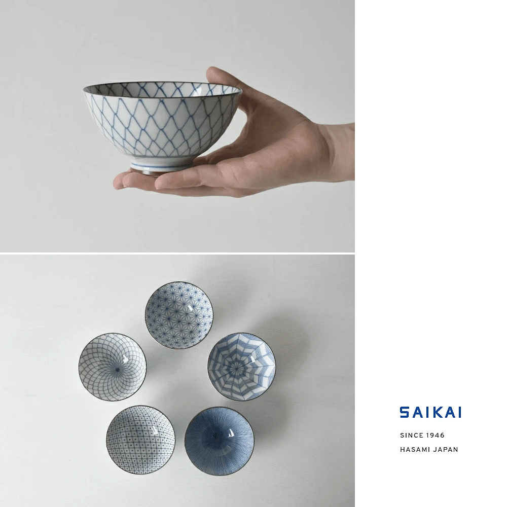 Saikai Hasami Saikai Hasami Yaki 5-Piece Classic Blue Japanese Bowl Set (11cm) 4 Saikai Hasami Saikai Hasami Yaki 5-Piece Classic Blue Japanese Bowl Set (11cm) - Image 2