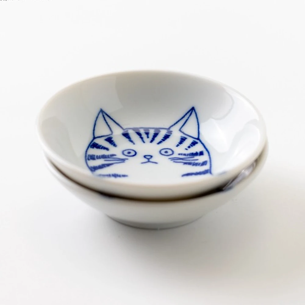 Toki Yamaman Shichita Mino Yaki Cat 5-Piece Side Bowl Set (9cm) - Image 3
