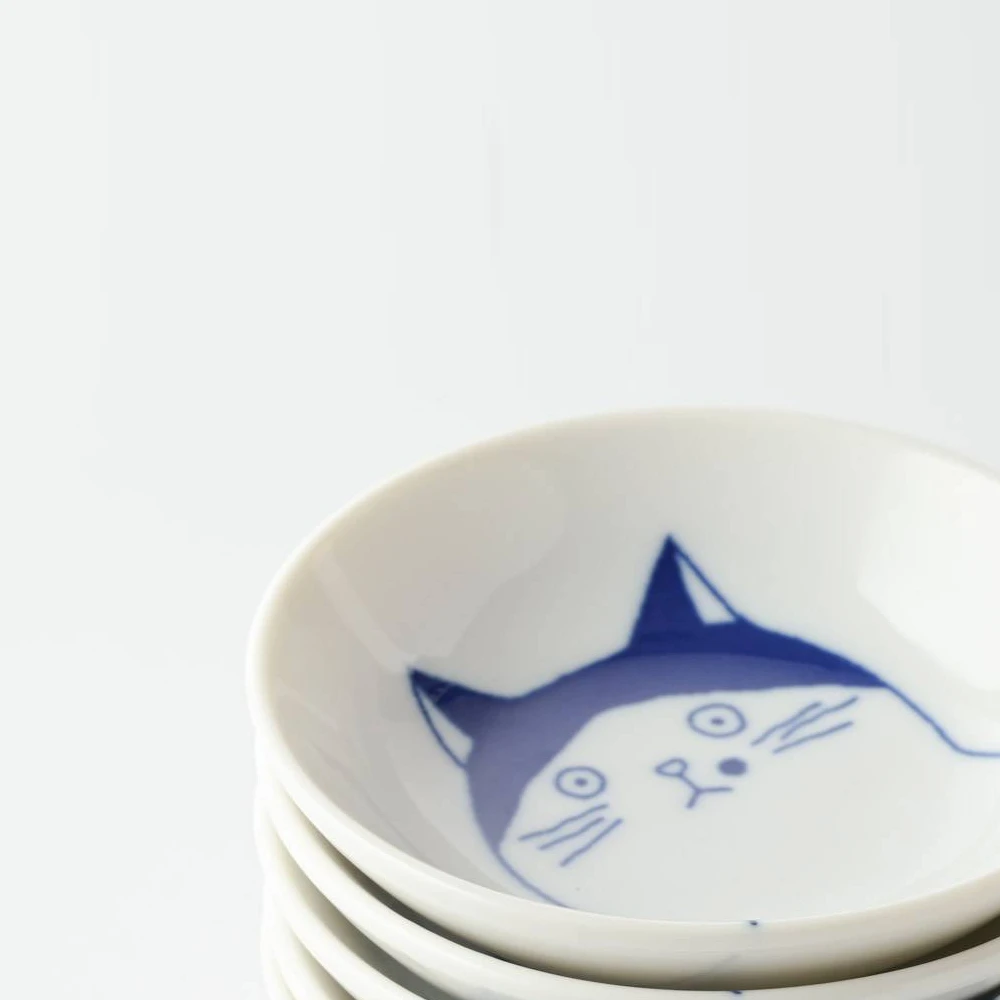Toki Yamaman Shichita Mino Yaki Cat 5-Piece Side Bowl Set (9cm) - Image 5