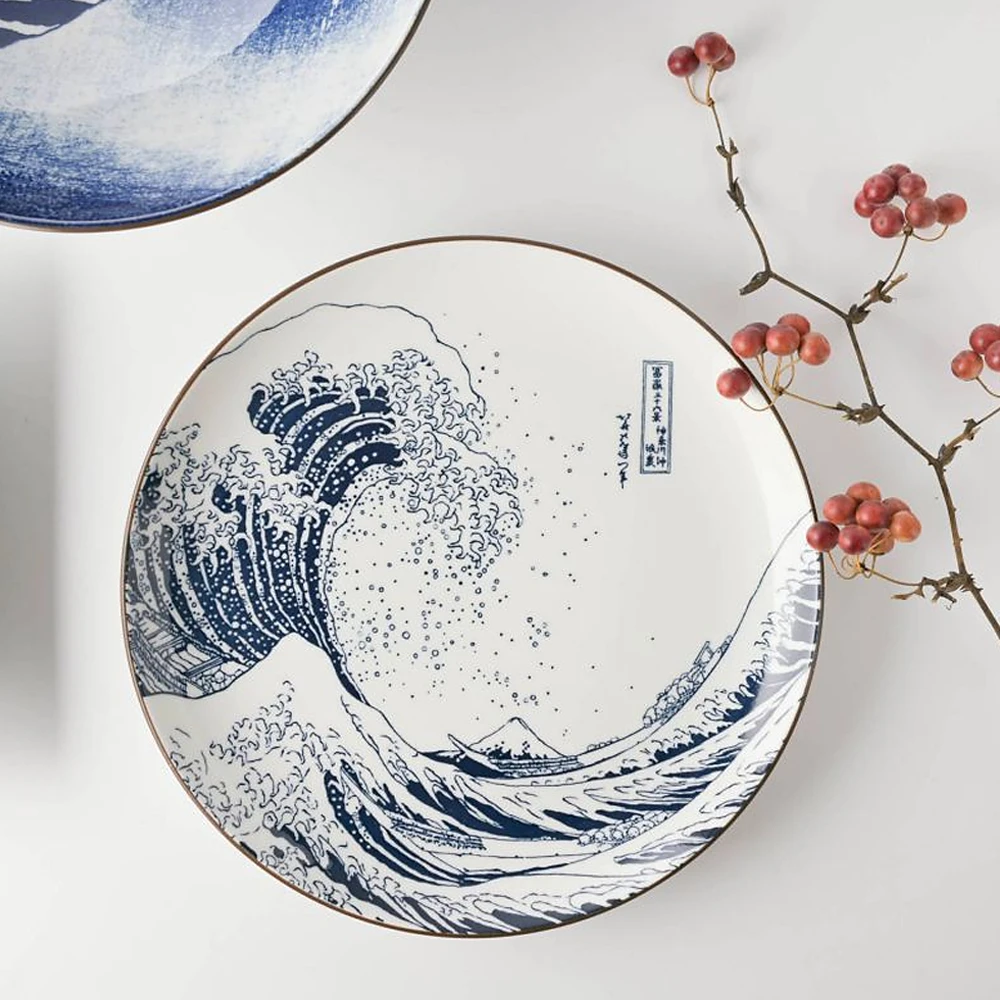 Showa Seito Showa Seito The Great Wave Dinner Plate (25cm) 3 Showa Seito Showa Seito The Great Wave Dinner Plate (25cm)
