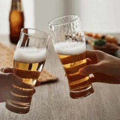 Toyo Sasaki Toyo Sasaki Amber Hammered Pattern Beer Glass 365ml - Set Of 3 -The Custom Chef Shop Toyo Sasaki Amber Schooner Beer Glass 365ml 11