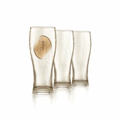 Toyo Sasaki Toyo Sasaki Amber Hammered Pattern Beer Glass 365ml - Set Of 3