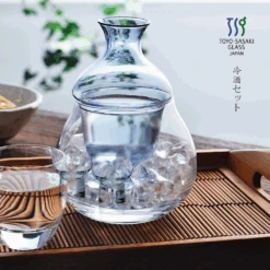 Toyo Sasaki Toyo Sasaki Sake Chilling Set With Jug, Ice Container, And Cups -The Custom Chef Shop Toyo Sasaki Sake Cooling Carafe Set 01