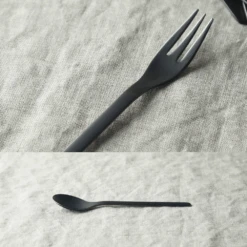 Touga Tsubame Sanjo Salus Series Dessert Cutlery Set - Matte Black -The Custom Chef Shop Tsubame Sanjo Salus Series Dessert Cutlery Set 3