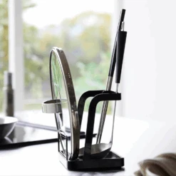 Yamazaki Yamazaki Tower Series Utensil And Lid Stand - Large -The Custom Chef Shop Yamazaki Tower Series Utensil and Lid Stand Large 3