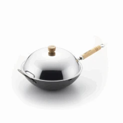 Yoshikawa Yoshikawa Cook-Pal Ren Nitrided Carbon Steel Induction Wok With Two Handles - 30cm -The Custom Chef Shop Yoshikawa Cook Pal Ren Nitrided Carbon Steel Induction wok with lid 30 v3