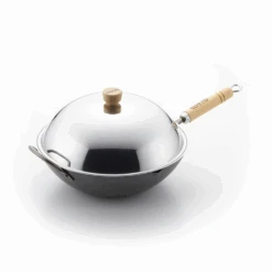 Yoshikawa Yoshikawa Cook-Pal Ren Nitrided Carbon Steel Induction Wok With Two Handles - 36cm -The Custom Chef Shop Yoshikawa Cook Pal Ren Nitrided Carbon Steel Induction wok with lid 36 v3