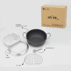 Yoshikawa Yoshikawa Premium Nitrided Carbon Steel Induction Deep Fryer - 24cm 15 Yoshikawa Yoshikawa Premium Nitrided Carbon Steel Induction Deep Fryer - 24cm -The Custom Chef Shop Yoshikawa Premium Nitrided Carbon Steel Induction Deep Fryer Set 24 06