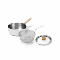 Yoshikawa Yoshikawa Yukihira Induction Saucepan With Strainer - 18cm -The Custom Chef Shop Yoshikawa Yukihira Saucepan with Strainer and Lid 01