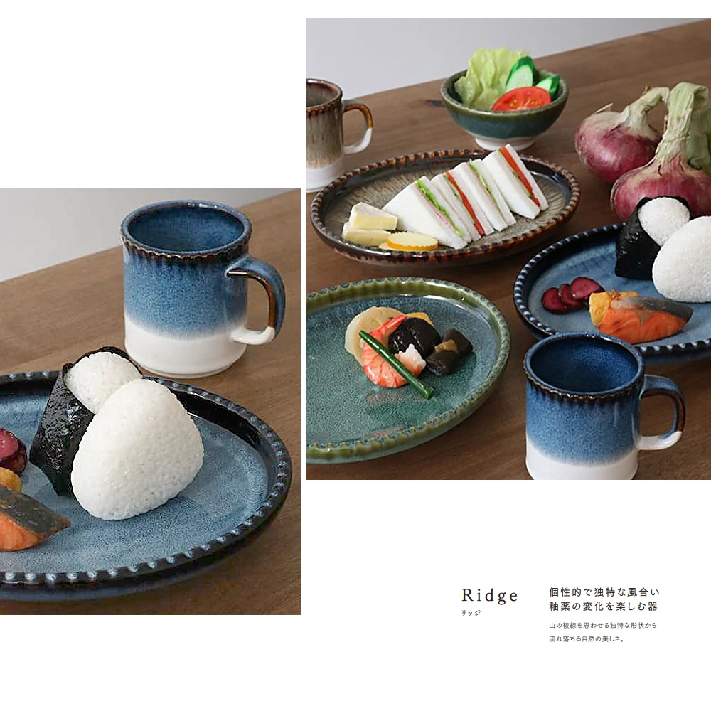 Aito Aito Mino Yaki Ridge Series Dinner Plate - Blue 5 Aito Aito Mino Yaki Ridge Series Dinner Plate - Blue - Image 3