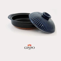 Ginpo Ginpo Kikka Donabe Japanese Clay Pot 22cm (Size 7) Blue - Made In Japan -The Custom Chef Shop ginpo kikka donabe japanese clay pot 22cm size 7 blue 1