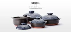Ginpo Ginpo Kikka Donabe Japanese Clay Pot 25cm (Size 8) Blue - Made In Japan -The Custom Chef Shop ginpo kikka donabe japanese clay pot 25cm size 8 blue 2
