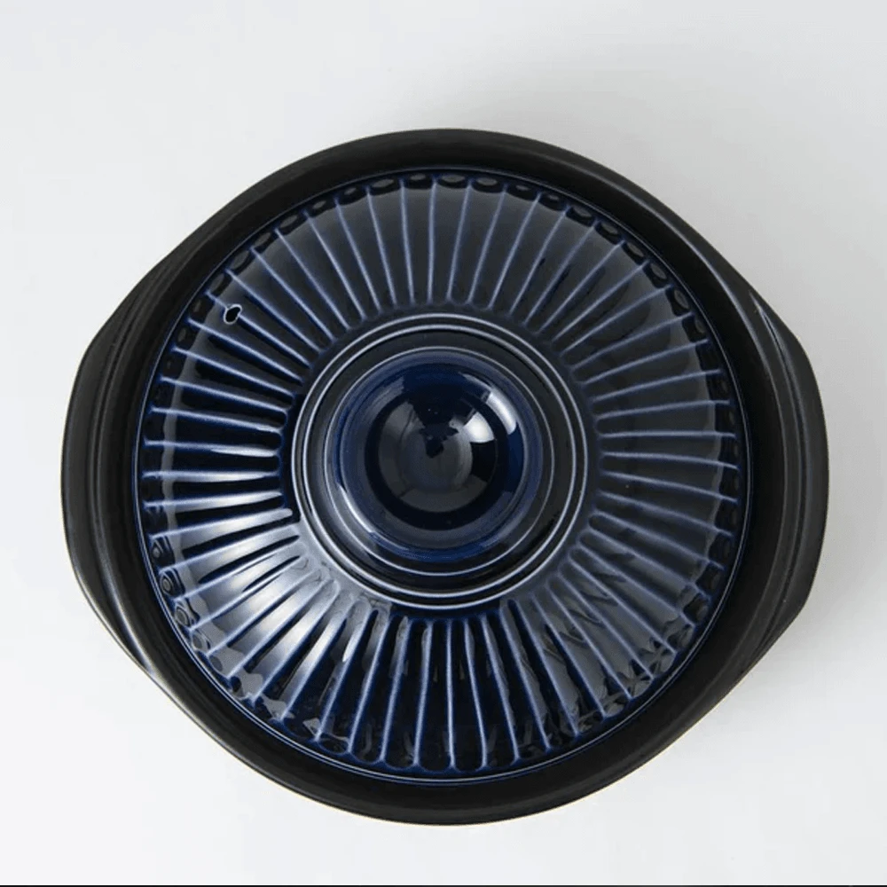 Ginpo Ginpo Kikka Donabe Japanese Clay Pot 28cm (Size 9) Blue - Made In Japan 8 Ginpo Ginpo Kikka Donabe Japanese Clay Pot 28cm (Size 9) Blue - Made In Japan - Image 6