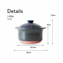 Ginpo Ginpo Kikka Donabe (Japanese Clay Pot) Rice Pot With Double Lids 2 Cups - Blue -The Custom Chef Shop ginpo kikka donabe rice pot with double lids 2 cups blue 3
