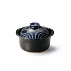 Ginpo Ginpo Kikka Donabe (Japanese Clay Pot) Rice Pot With Double Lids 3 Cups - Blue