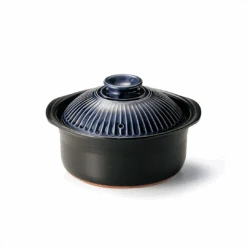 Ginpo Ginpo Kikka Donabe (Japanese Clay Pot) Rice Pot With Double Lids 5 Cups - Blue