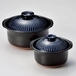 Ginpo Ginpo Kikka Donabe (Japanese Clay Pot) Rice Pot With Double Lids 5 Cups - Blue -The Custom Chef Shop ginpo kikka donabe rice pot with double lids 5.5 cups blue 2